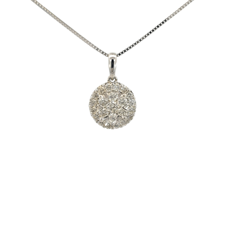 Collana Fiore Pavé Diamanti 0,50ct Oro Bianco 18kt
