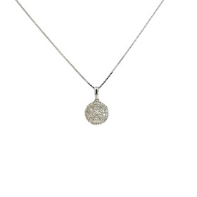 Collana Fiore Pavé Diamanti 0,50ct Oro Bianco 18kt