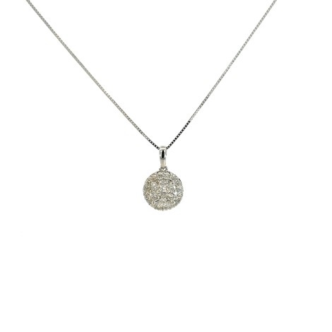 Collana Fiore Pavé Diamanti 0,50ct Oro Bianco 18kt