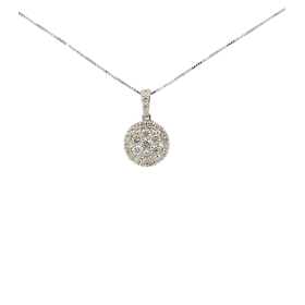 Collana Fiore Pavé Diamanti 0,75ct Oro Bianco 18kt