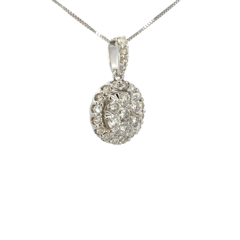 Collana Fiore Pavé Diamanti 0,75ct Oro Bianco 18kt