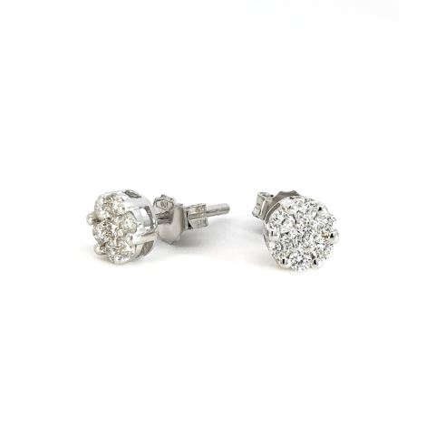 Orecchini Punto Luce Pavè Oro Bianco 18kt E Diamanti