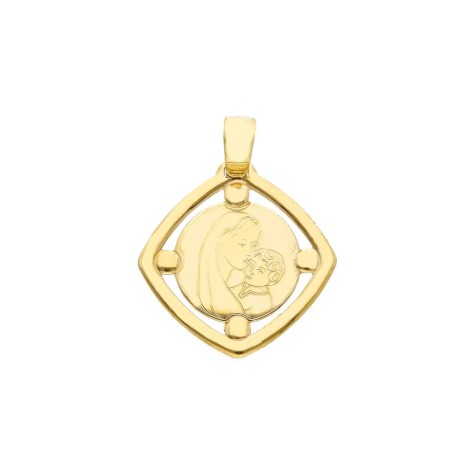Ciondolo Madonna Con Bambino Oro Giallo 9kt