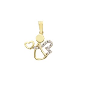 Ciondolo Angelo Con Zirconi Oro Giallo 9kt
