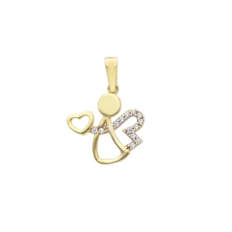 Ciondolo Angelo Con Zirconi Oro Giallo 9kt