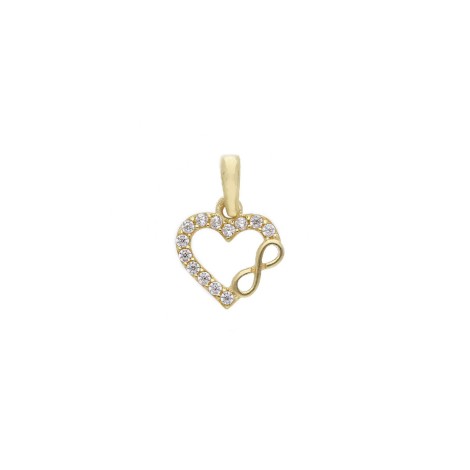 Ciondolo Cuore E Infinito Oro Giallo 9Kt