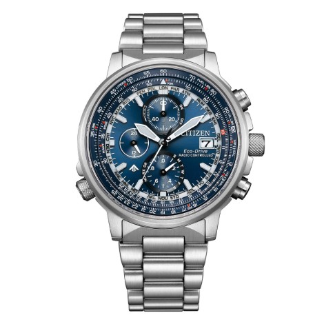 Orologio Citizen Radiocontrollato Crono Pilot Acciaio Blu AT8300-58L