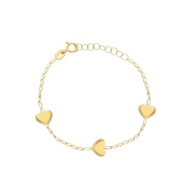 Bracciale Tre Mini Cuori Oro Giallo 18kt