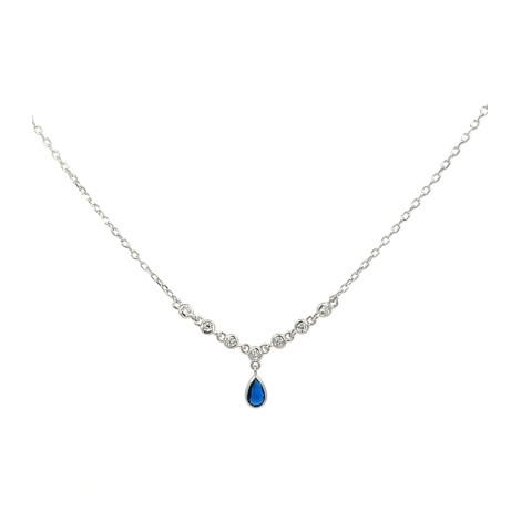 Collana Goccia Blu e Zirconi Argento