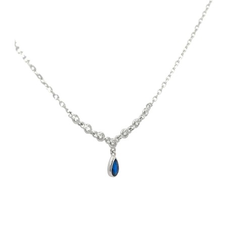 Collana Goccia Blu e Zirconi Argento
