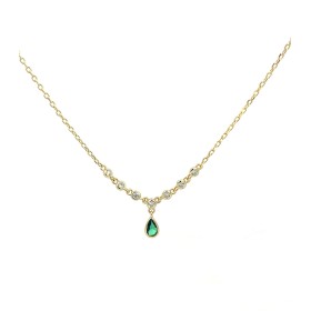 Collana Goccia Verde e Zirconi Argento Dorato