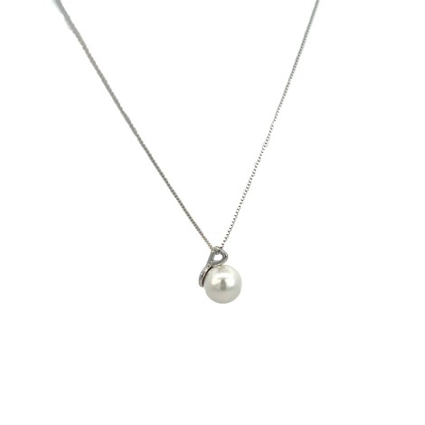 Collana Perla Bianca Argento