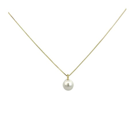 Collana Perla Bianca Argento Dorato
