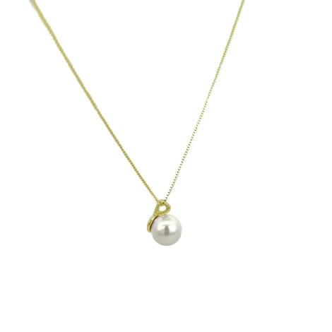 Collana Perla Bianca Argento Dorato