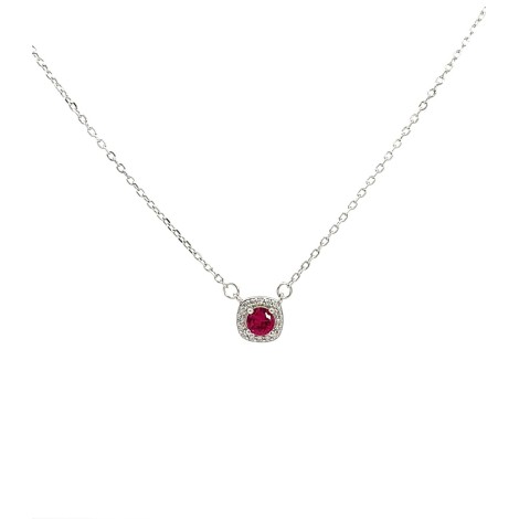 Collana Pietra Rossa Zirconi Argento