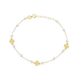 Bracciale Quadrifogli e Perle Oro Giallo 18kt