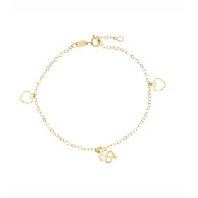 Bracciale Due Cuori e Quadrifoglio Oro Giallo 18kt