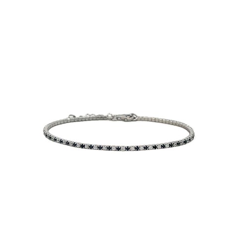 Bracciale Tennis Argento e Zirconi Bianchi e Neri