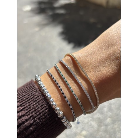 Bracciale Tennis Argento Dorato e Zirconi Bianchi
