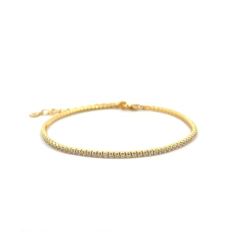 Bracciale Tennis Argento Dorato e Zirconi Bianchi