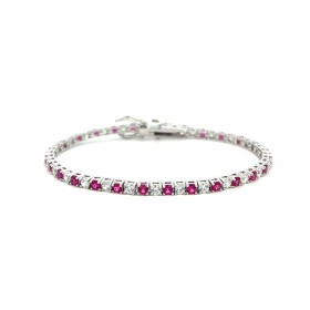 Bracciale Tennis Argento e Zirconi Rossi