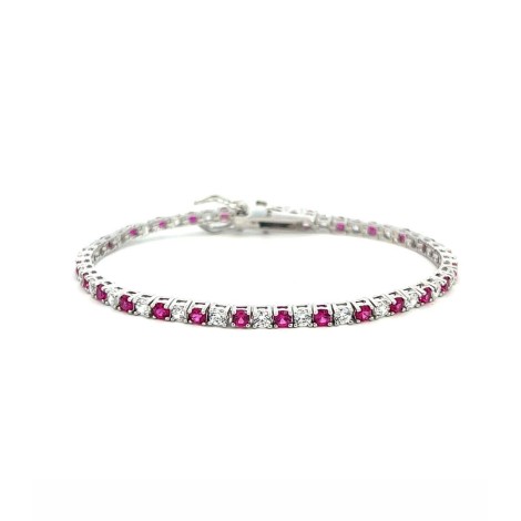 Bracciale Tennis Argento e Zirconi Rossi