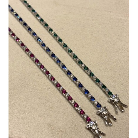 Bracciale Tennis Argento e Zirconi Rossi
