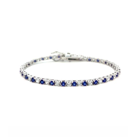 Bracciale Tennis Argento e Zirconi Blu