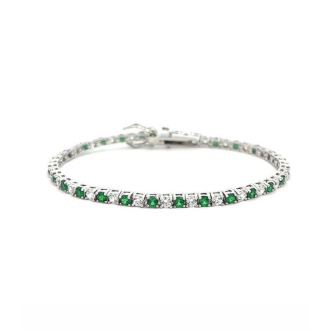 Bracciale Tennis Argento e Zirconi Verdi