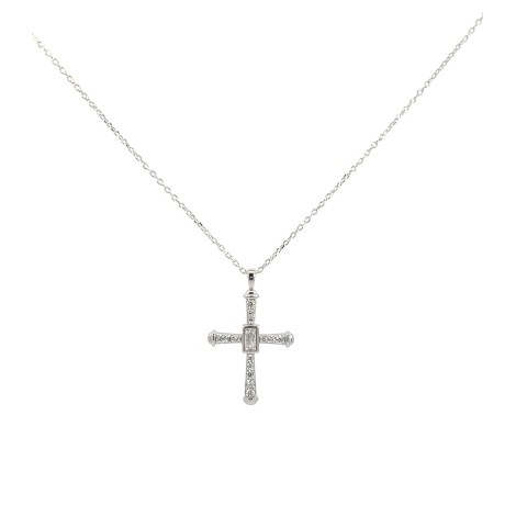 Collana Argento Croce e Zirconi