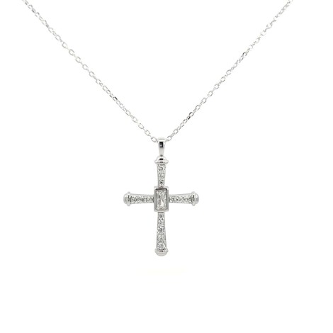 Collana Argento Croce e Zirconi