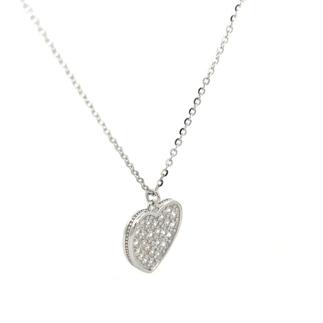 Collana Cuore Pavé Di Zirconi Argento