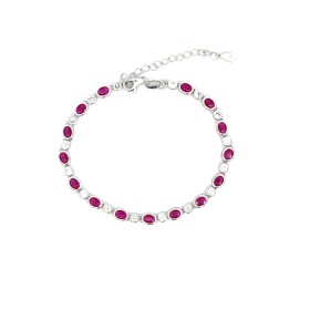 Bracciale Argento e Zirconi Ovali Rossi