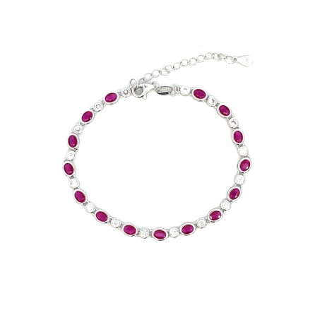 Bracciale Argento e Zirconi Ovali Rossi