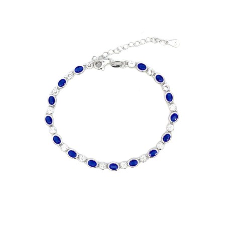 Bracciale Argento e Zirconi Ovali Blu