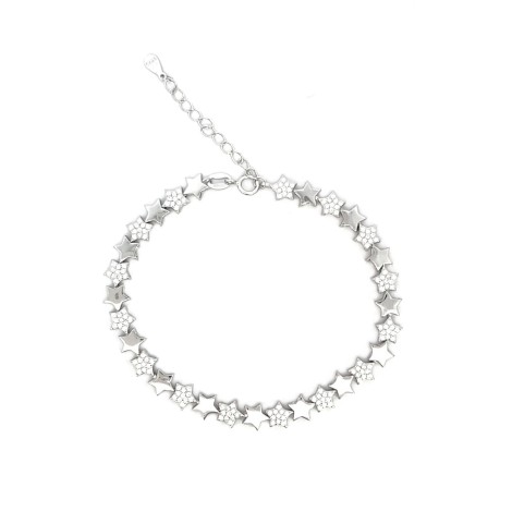 Bracciale Argento Stelle Lisce e Zirconi