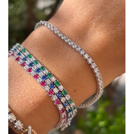 Bracciale Tennis Argento e Zirconi Rossi 2,5mm