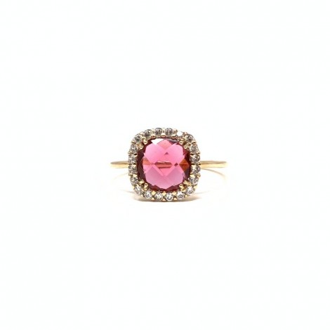 Anello Donna Raggi in Oro Rosa con Pietra Colorata e Zirconi