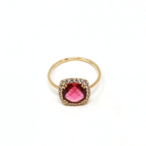 Anello Donna Raggi in Oro Rosa con Pietra Colorata e Zirconi