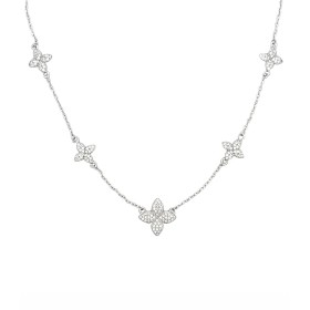 Collana Argento Fiori Pavé di Zirconi