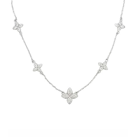 Collana Argento Fiori Pavé di Zirconi