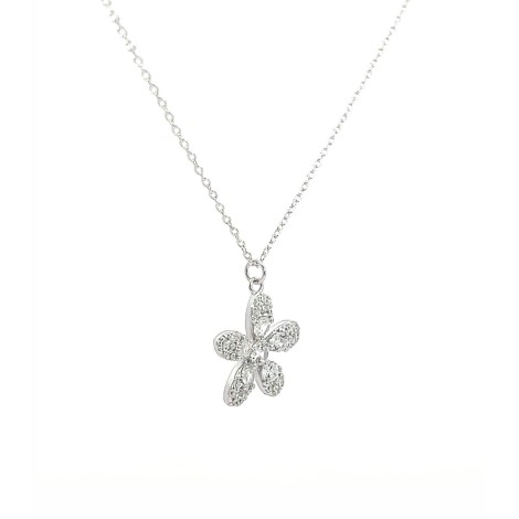 Collana Argento Fiore Pavé di Zirconi