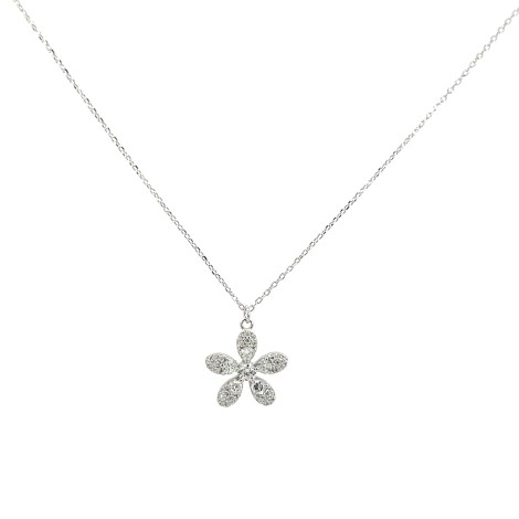 Collana Argento Fiore Pavé di Zirconi