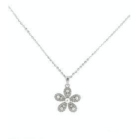 Collana Argento Fiore Zirconi E Perle