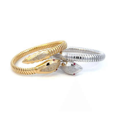 Bracciale Argento Dorato Contrariè Serpente