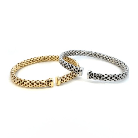 Bracciale Bangle Maglia Intrecciata Argento Dorato