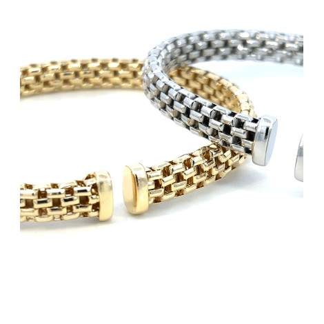 Bracciale Bangle Maglia Intrecciata Argento Dorato