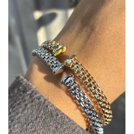 Bracciale Bangle Maglia Intrecciata Argento Dorato