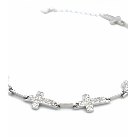 Bracciale Argento Croci Con Zirconi