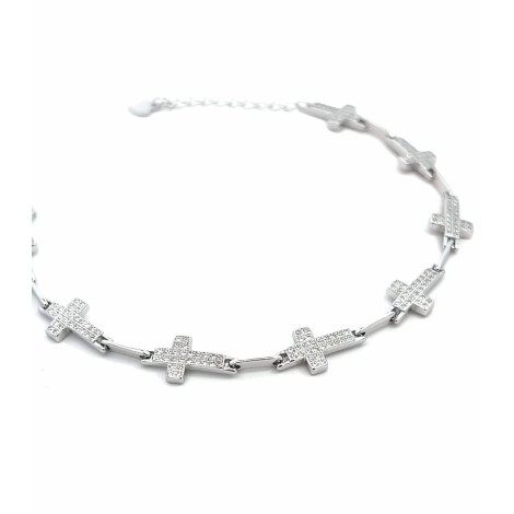 Bracciale Argento Croci Con Zirconi